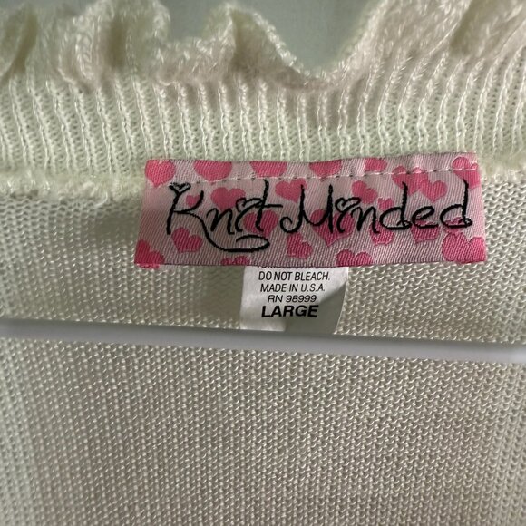 Knit Minded Cream Color Cardigan Size Large Short Sleeve - Picture 5 of 12